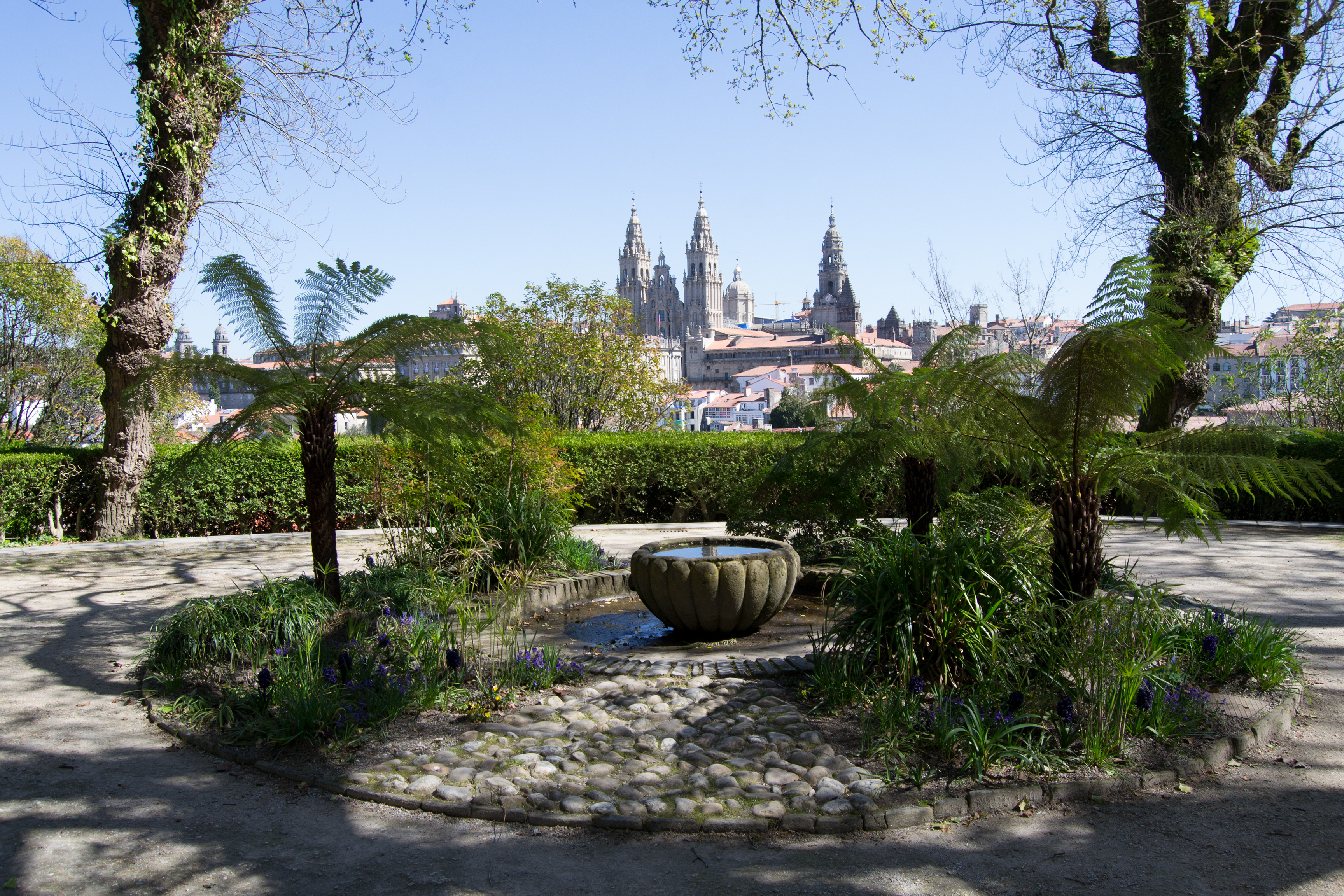 Santiago para peregrinos. Vista de la Catedral desde la Alameda
